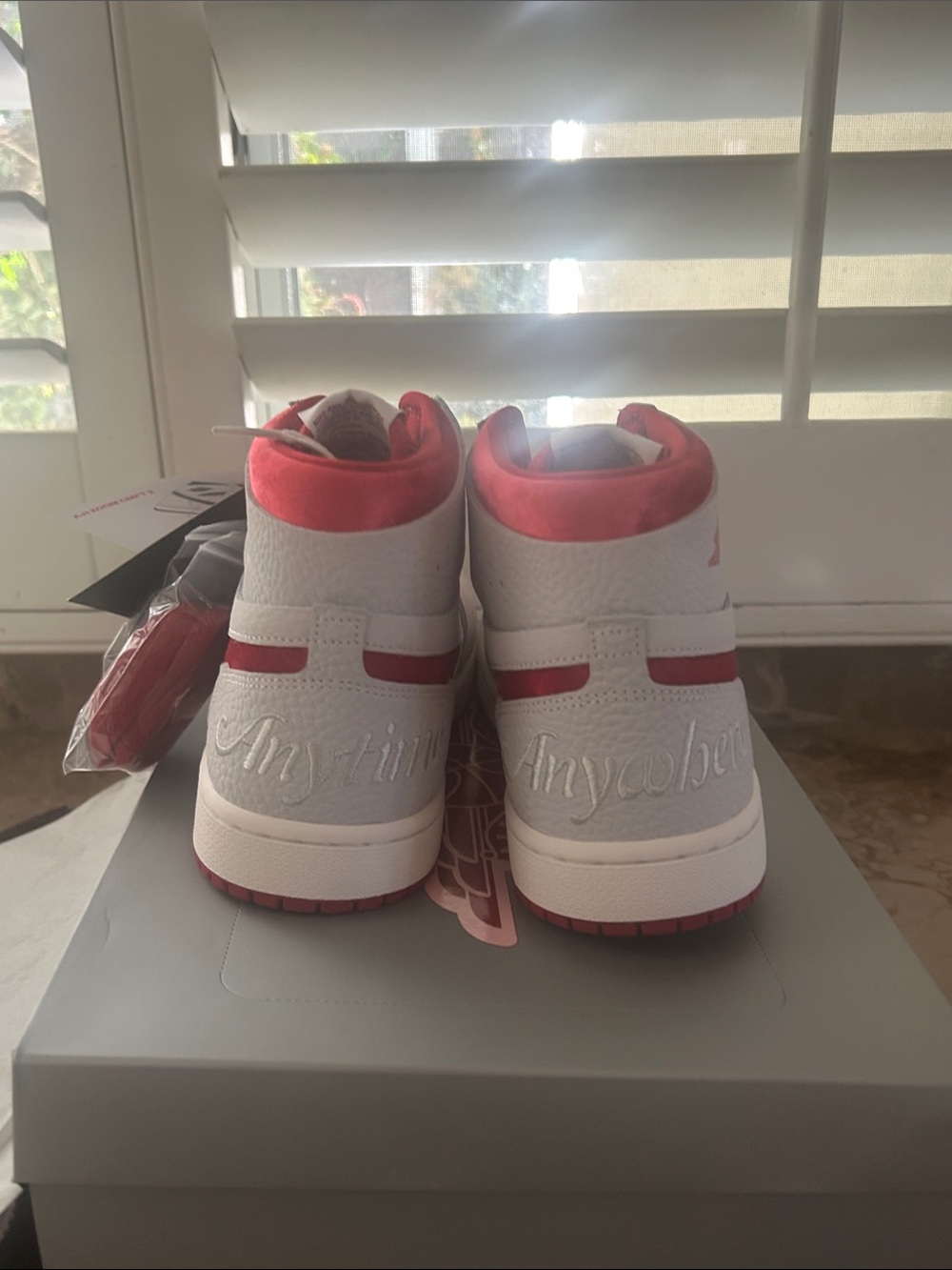 BNIB Nike Jordan BNIB Gray Shoe Box with red  Logo Accent Womens 8.5 - Picture 9 of 15